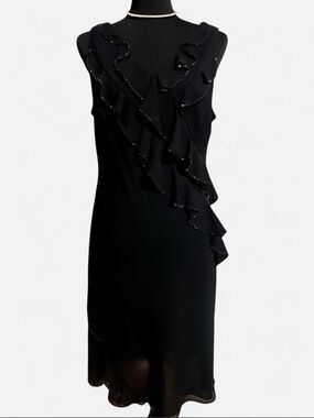 Amanda Smith Black Ruffle Midi Dress